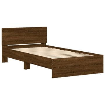 Vidaxl Posteljni okvir brez vzmetnice z vzglavjem rjavi 100x200 cm