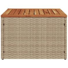 Vidaxl Vrtna miza črna 55x55x37 cm poli ratan in akacijev les