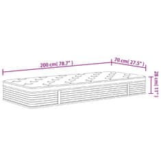 shumee Vzmetnica z žepkastim vzmetenjem srednja plus 70x200 cm