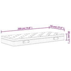 shumee Vzmetnica z žepkastim vzmetenjem srednja plus 70x200 cm