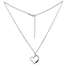 Silvego Srebrna ogrlica SRCE z obeskom v obliki srca z modrim cirkonijem Swarovski SILVEGO11580NB