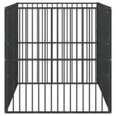 Greatstore Pasja ograda 4 paneli črno pocinkano jeklo