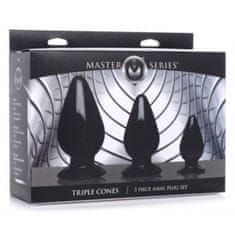 Master Series Set treh analnih čepov stožci, črni