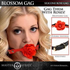 Master Series Gag Blossom Silicone Rose, rdeč
