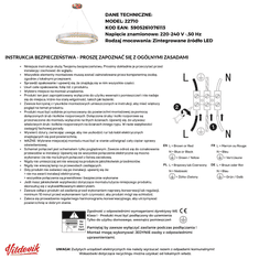 Klasični komplet lestencev GOLD RING 80 s čudovitimi kristali K9 Ø80CM 22710