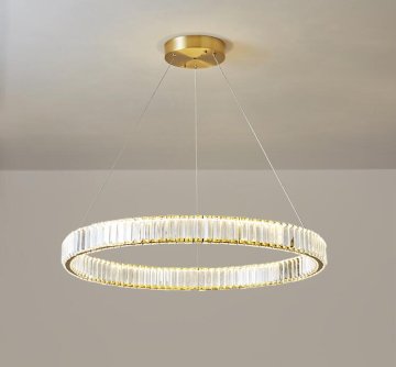 Greatstore Klasični komplet lestencev GOLD RING 80 s čudovitimi kristali K9 Ø80CM 22710