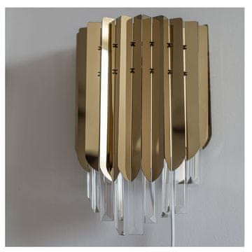 Greatstore BELLA zlata stenska svetilka s kristali visokega sijaja 30 cm x 24 cm 11600wall