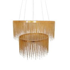 Greatstore Gold Avenue fontana dvojni lestenec zlate verige Ø80cm + Ø60cm