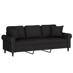 Vidaxl Kavč trosed z okrasnimi blazinami črn 180 cm žamet