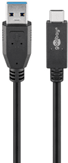 Goobay podatkovni polnilni kabel, USB (Tip-A) / USB-C, 0,5m, črn (41073)
