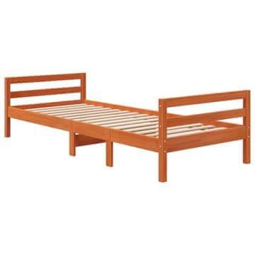 Vidaxl Posteljni okvir brez vzmetnice voščeno rjav 75x190 cm borovina