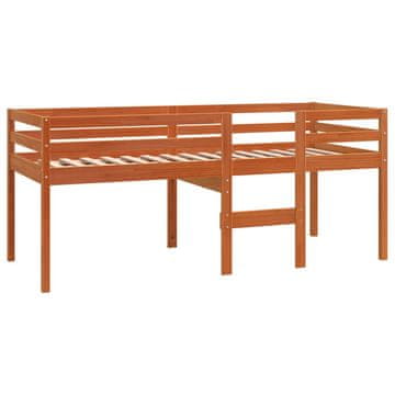 Vidaxl Visoka postelja voščeno rjava 90x200 cm trdna borovina
