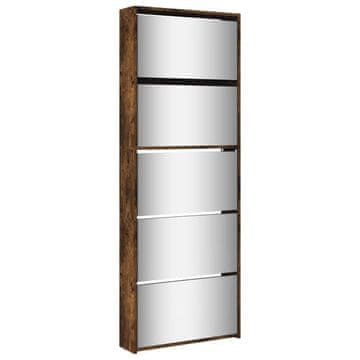 Vidaxl Omarica za čevlje z ogledalom 5-nadstropna hrast 63x17x169,5 cm