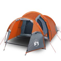 Vidaxl Šotor za kampiranje 3 osebe siv oranžen 370x185x116cm 185T taft