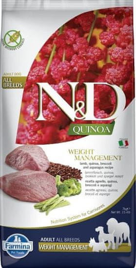 N&D QUINOA Dog Weight Management Jagnje in brokoli 7 kg