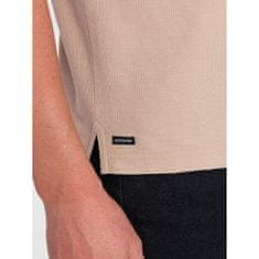 OMBRE Moška polo majica brez ovratnika V5 OM-TSCT-0156 bež MDN124588 XL