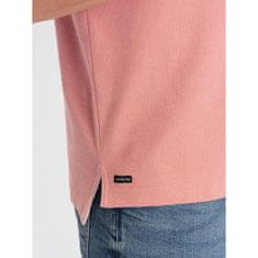 OMBRE Moška polo majica brez ovratnika V7 OM-TSCT-0156 roza MDN124592 M
