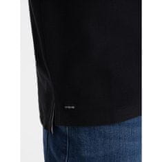 OMBRE Moška polo majica brez ovratnika V8 OM-TSCT-0156 črna MDN124593 S
