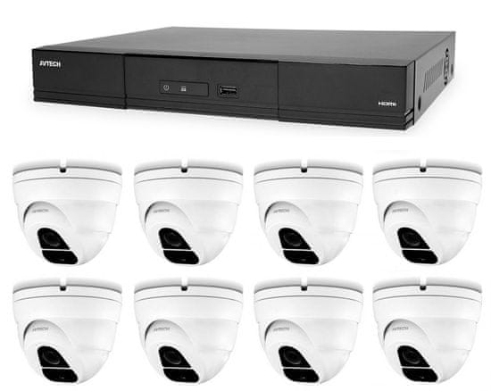 Avtech Komplet kamer 1x NVR AVH1109 in 8x 2MPX IP Dome kamera DGM2203SVSE + 8x UTP kabel 1x RJ45 - 1x RJ45 Cat5e 15m!