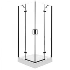 KERRA Kvadratna tuš kabina FLOW črna 80x80, 6mm 