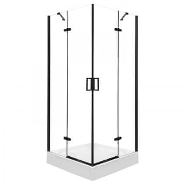 KERRA Kvadratna tuš kabina FLOW črna 80x80, 6mm