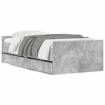 Vidaxl Posteljni okvir s predali betonsko siv 90x190 cm