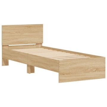 Vidaxl Posteljni okvir z vzglavjem sonoma hrast 90x200 cm inž. les