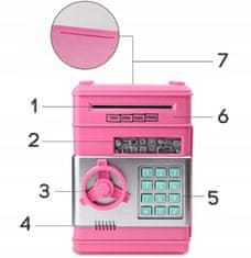 Dexxer Elektronski sef za varčevanje PIN odpiranje roza