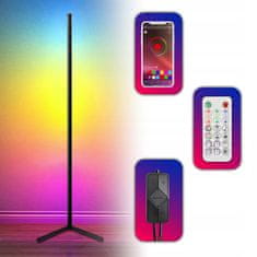 Dexxer LED RGB kotna talna svetilka 132cm APP + daljinski upravljalnik Rainbow 3D