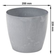 botle Cvetlični lonec Cvetlični lonec Betonski videz Siva okrogla 25cm H 22cm Površina Mat plastika Moderni Glamour