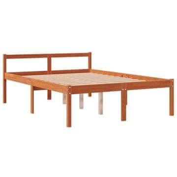 Vidaxl Postelja za starejše voščeno rjava 140x200 cm trdna borovina