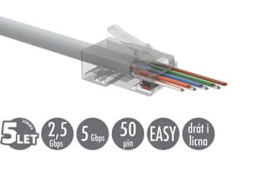 EASY Univerzalni konektor RJ45 CAT5E UTP 8p8c za žice in vodnike SXRJ45-5E-UTP- 100 kosov