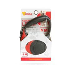 yummie avtomatski povodec za psa - trak 5 m (2,5cm) - rdeč do 30kg