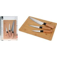 Komplet kuhinjskih nožev z desko za rezanje 4 kosi bambusa