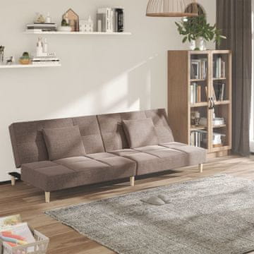 Vidaxl vidaXL Dvosed, 2 blazini, taupe, oblazinjenje iz blaga