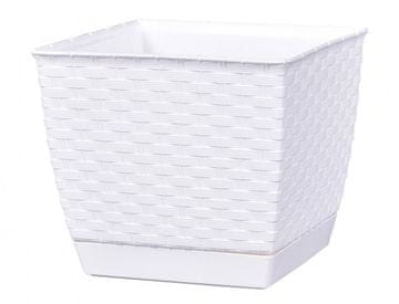 Prosperplast Cvetlični lonec RATOLLA SQUARE 19x19x15,9cm BELI (S449) s skledo