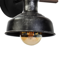 Milagro Stenska svetilka FARO BLACK/WOOD 1xE27 60W