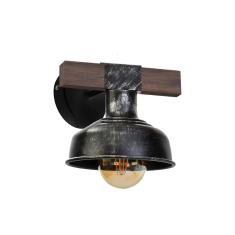 Milagro Stenska svetilka FARO BLACK/WOOD 1xE27 60W