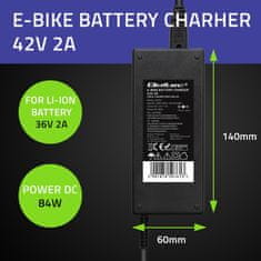 Qoltec polnilec qoltec za baterije e-koles 36v | 42v | 2a | 5,5*2,5