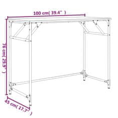 Vidaxl Pisalna miza rjavi hrast 100x45x76 cm inženirski les jeklo