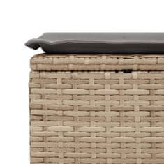 Vidaxl Vrtni stolček z blazino bež 55x55x37 cm poli ratan