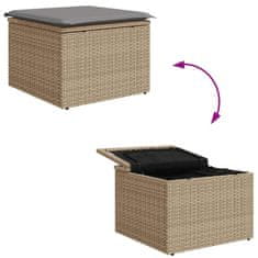 Vidaxl Vrtni stolček z blazino bež 55x55x37 cm poli ratan