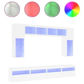 Vidaxl Komplet TV omaric z LED lučkami 8-delni bel