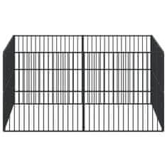 Vidaxl Pasja ograda 8 panelov črno pocinkano jeklo