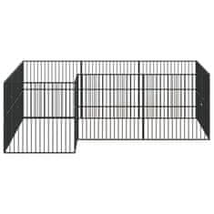 Greatstore Pasja ograda 12 panelov črno pocinkano jeklo