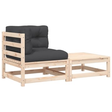 Vidaxl Patio Sofa 2-sedežni Solid Pine wood, Oxford fabric, PP cotton