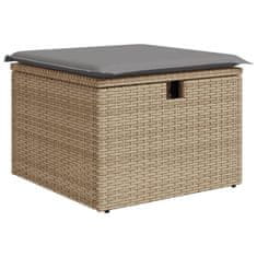 Vidaxl Vrtni stolček z blazino bež 55x55x37 cm poli ratan