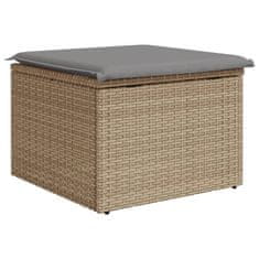 Vidaxl Vrtni stolček z blazino bež 55x55x37 cm poli ratan