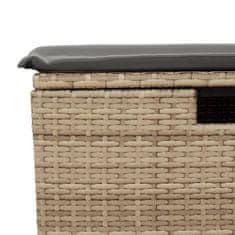 Vidaxl Vrtni stolček z blazino bež 55x55x37 cm poli ratan