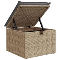 Vidaxl Vrtni stolček z blazino bež 55x55x37 cm poli ratan